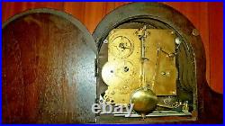 Rare Gebruder Junghans A-G W200 S Movement Wood Brass Mantle Clock for repair