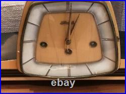 Rare German Franz Hermle MID Century Modern West Minster Chime Clock No Res