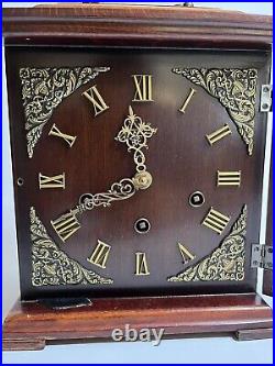 Rare German Junghans Westminster Chime Mahogany Mantle Clock With Key WORKING