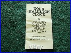Rare Hamilton Lancaster County Wall Clock Westminster Chimes