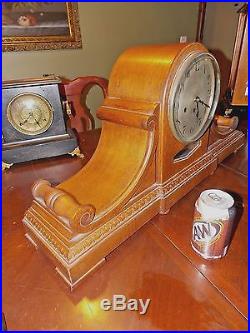 Rare Junghans B21 Mantel Clock Oak Case Plays Westminster Chimes 30+ inches long