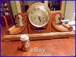 Rare Junghans B21 Mantel Clock Oak Case Plays Westminster Chimes 30+ inches long