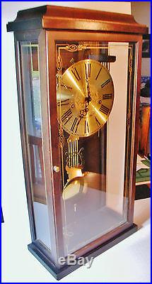 Rare Tall Elgin Welby Westminster Chime Wall Mantel Clock in Glass Case