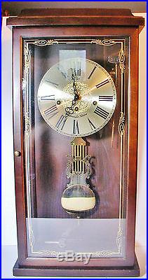 Rare Tall Elgin Welby Westminster Chime Wall Mantel Clock in Glass Case