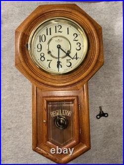 Regulator D&A Oak Pendulum Wall Clock with Key Wind/Chimes. Everything Works