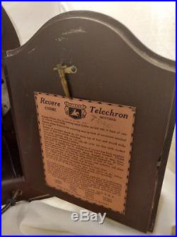 Revere Telechron Westminster Chime Wood Clock Early Electric Motor 59M38 VTG