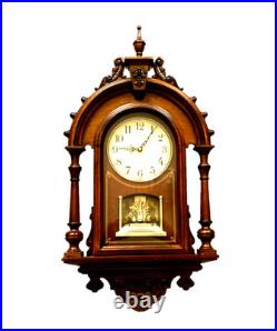 Rhythm Carved Walnut Wood Wall Clock with Westminster Chime 16 melodies- Rare