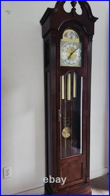 Ridgeway Mechanical Chain-Driven Grandfather Clock Westminster Chime Wood Glass