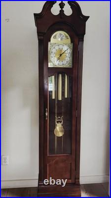 Ridgeway Mechanical Chain-Driven Grandfather Clock Westminster Chime Wood Glass
