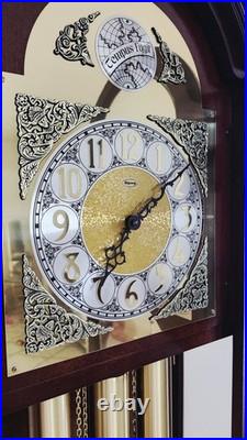 Ridgeway Mechanical Chain-Driven Grandfather Clock Westminster Chime Wood Glass