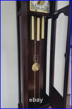 Ridgeway Mechanical Chain-Driven Grandfather Clock Westminster Chime Wood Glass