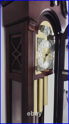 Ridgeway Mechanical Chain-Driven Grandfather Clock Westminster Chime Wood Glass