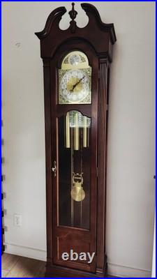 Ridgeway Mechanical Chain-Driven Grandfather Clock Westminster Chime Wood Glass