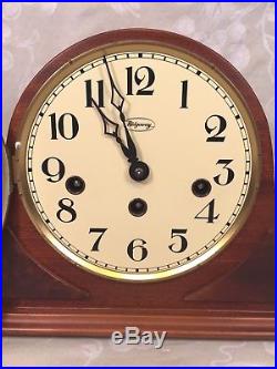 Ridgeway Westminster Chimes Mantel Clock Tambour Case Runs Strikes Chimes