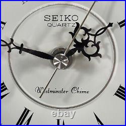 SEIKO Quartz WESTMINSTER CHIME Oak Mantel Desk Clock 16.25 Wide x 7.5 High