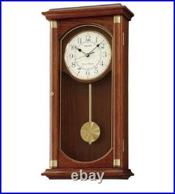 Seiko Dark Wood Oak Finish Westminster Chime Battery Pendulum Wall Clock QXH039B