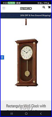 Seiko Dark Wood Oak Finish Westminster Chime Battery Pendulum Wall Clock QXH039B