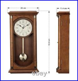 Seiko Dark Wood Oak Finish Westminster Chime Battery Pendulum Wall Clock QXH039B