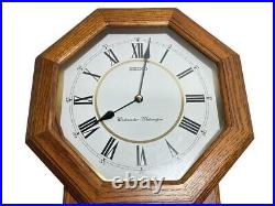 Seiko QXH110BLH Light Oak Traditional Schoolhouse Wall Clock With Chime