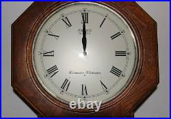 Seiko Quartz Westminster Whittington Wall Clock Working Oak Wood Chimes Every 15