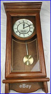 Seiko Quartz Wooden Wall Pendulum Clock QXH101BC Westminster Whittington withChime