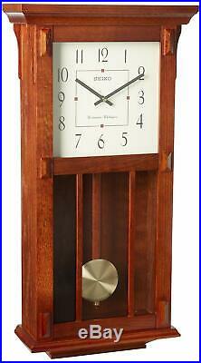 Seiko Wall Clock With Pendulum Dark Brown Case Westminster/Whittington Chime
