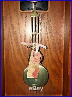 Seiko Wall Clock Wood Case Pendulum & Westminster/Whittington Chime Etched Glass