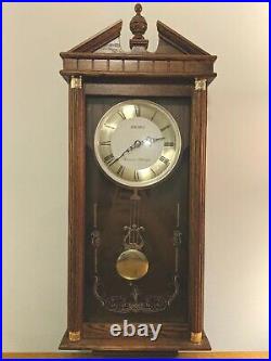 Seiko Westminster Whittington Vintage Wood Oak Pendulum Chiming Melodies Clock