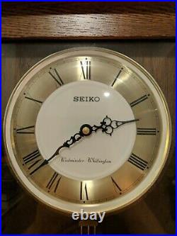 Seiko Westminster Whittington Vintage Wood Oak Pendulum Chiming Melodies Clock