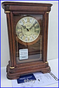 Seiko Wood Westminster Chime Mantel Clock with Pendulum QXQ008B Imperfect Box