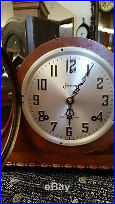 Sessions Two Train Westminster Chime Walnut Mantel Clock