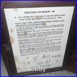 Seth Thomas 8 Day Keywound WithWestminster Strike & Chimes Mantle Clock (NO KEY)