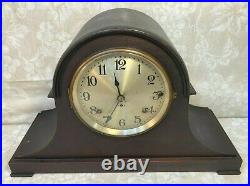 Seth Thomas Mahogany Tambour Case 2 Movement Clock 4 Rod Runs Strikes & Chimes