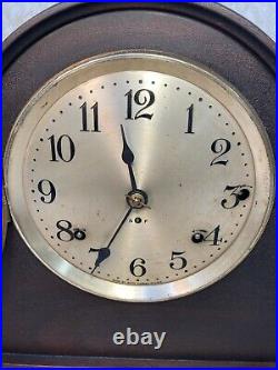 Seth Thomas Mahogany Tambour Case 2 Movement Clock 4 Rod Runs Strikes & Chimes
