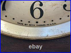 Seth Thomas Mahogany Tambour Case 2 Movement Clock 4 Rod Runs Strikes & Chimes