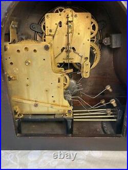 Seth Thomas Mahogany Tambour Case 2 Movement Clock 4 Rod Runs Strikes & Chimes