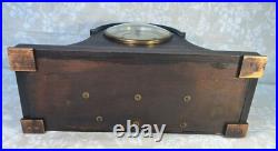 Seth Thomas Mahogany Tambour Case 2 Movement Clock 4 Rod Runs Strikes & Chimes