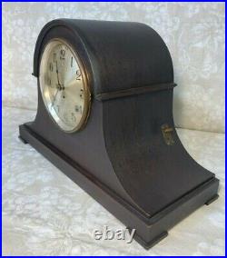 Seth Thomas Mahogany Tambour Case 2 Movement Clock 4 Rod Runs Strikes & Chimes