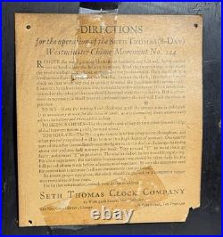 Seth Thomas Medbury Mantel Clock No. 124 Westminster Chime withKey & Pendulum Seth Thomas Medbury Mantel Clock No. 124 Westminster Chime withKey & Pendulum