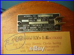 Seth Thomas Simsbury 1E Electric Chime Mantel Clock Westminster Vintage