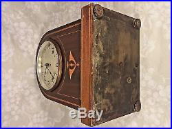 Seth Thomas Westminster Chime Mantel Clock Inlaid Wood Case Doric Model 4 Rod