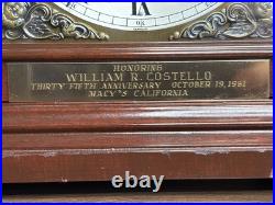 Seth Thomas Westminster Chime Mantel Clock (NO KEY) 35 Year Macy's Worker 1961