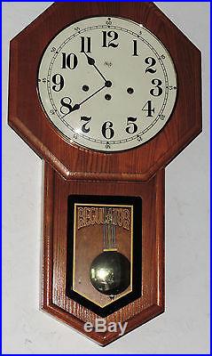 Sligh 8 Day Westminster Chime Schoolhouse Wall Clock Regulator Working Mich USA