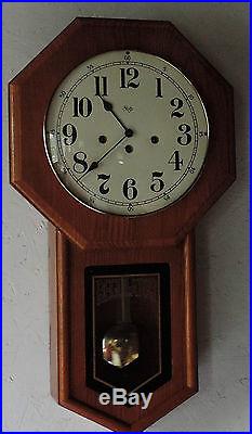 Sligh 8 Day Westminster Chime Schoolhouse Wall Clock Regulator Working Mich USA