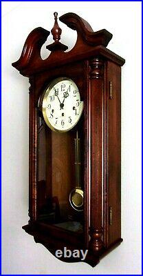 Sligh Carved Chime Wall Clock Franz Hemle Movement Key Pendulum