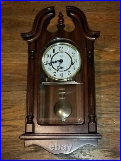 Sligh Carved Wood Wall Clock Westminster Chime Hermle Movement Key Pendulum Nice