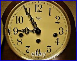 Sligh Mantel Clock Walnut Westminster Chimes EXCELLENT