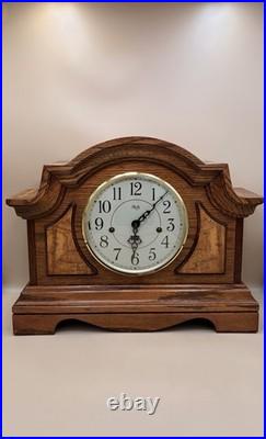 Sligh Oak Tambour Mantel Clock Westminster Chime German Mechanical Movement