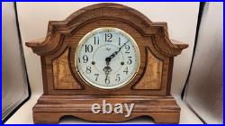 Sligh Oak Tambour Mantel Clock Westminster Chime German Mechanical Movement
