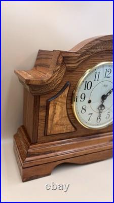 Sligh Oak Tambour Mantel Clock Westminster Chime German Mechanical Movement